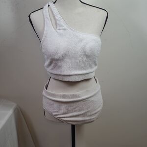 White One-Shoulder Bikini Set